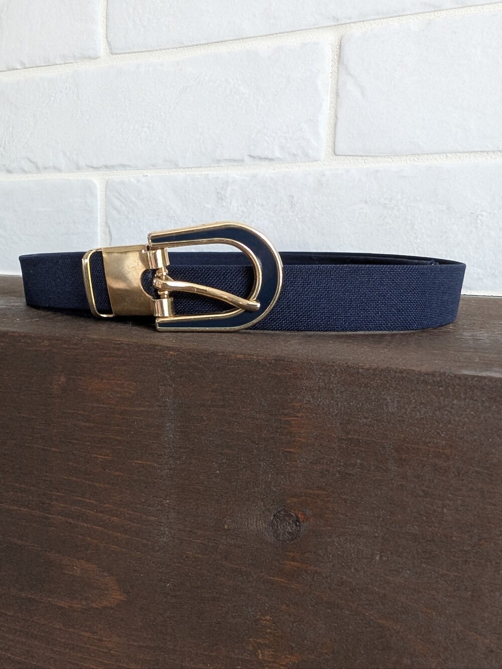 Vintage Century Canada Narrow Skinny Fabric Belt Dark Blue Good Buckle